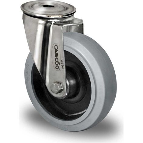 CASCOO Rückenlochlenkrolle ø 125 mm Serie R4E2 Rollenlager Edelstahl