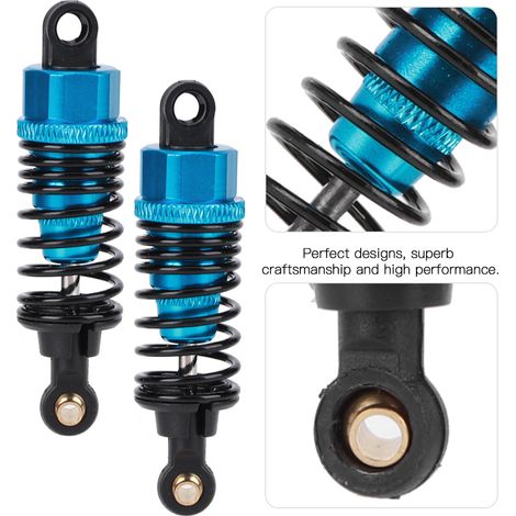 2 pièces Amortisseurs Métalliques pour Voiture RC 1:10, Pièces de Rechange et Accessoires, Longueur 65MM Bleu (1/5)