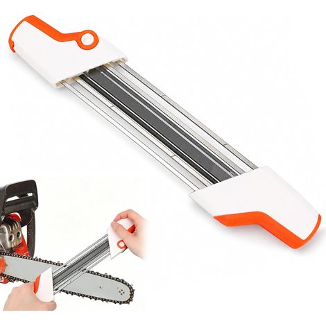 1 - Affûteuse Chaîne Tronçonneuse - Porte-lime Métal - Angle 30° Et Fonction 2-en-1 - Pour Entretien Dents Et Limiteurs - Usage Professionnel Et Bricolage - Orange Et Blanc - 32x6,85x2,53cm (1/5)