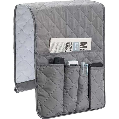 Sac de rangement pliable et antidérapant pour télécommande, adapté aux canapés ou aux fauteuils, sac de rangement étanche pour accoudoir avec 5 poches.