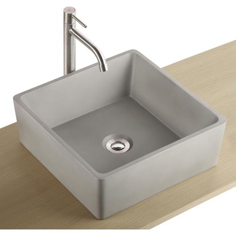 LINE lavabo cuadrado de pedestal de hormigón gris claro (1/3)