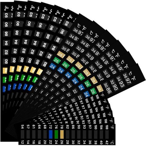 Juego de 18 pegatinas termómetro para acuario que miden la temperatura del agua. Las pegatinas digitales de detección de temperatura ofrecen rang