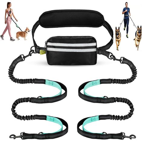 Bungee Double Handsfree Lead Black/Blue Large Dogs (1/5)