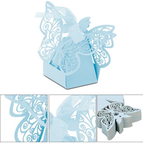 100 Stück Zucker-Pralinenschachteln als Gastgeschenke für Hochzeiten und Geburtstage, hellblau (1/5)