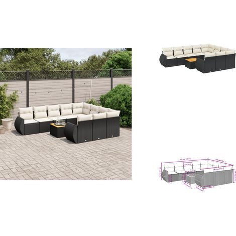 Salon de jardin 11 pcs avec coussins noir résine tressée - Ensemble Salon De Jardin - Meuble Extérieur - Jardin Design - Mobilier De Jardin - Chaise Lounge (1/3)