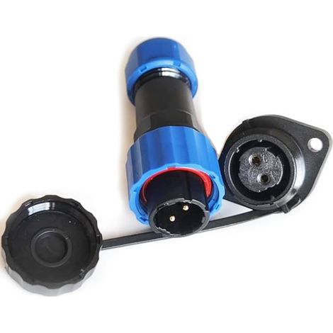 Aircraft Cable Connector SP17 IP68 2 Pin Waterproof Male and Female Contact Welded Connector, 2 Holes Flange Mounting Panel Waterproof Connector (1/5)