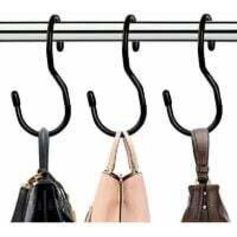 YMYNY 12er-Pack Handtaschenhaken für den Kleiderschrank, einzigartige Handtaschenhaken im Twist-Design, große Kleiderstangenhaken (schwarz) (1/4)