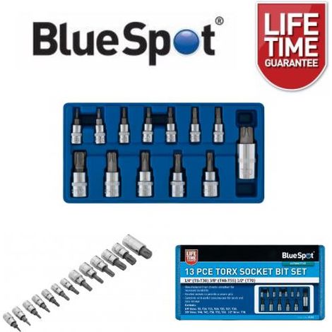 Blue Spot Tools 13 Piece Torx Socket Bit Set (T8-T60) (1/4)