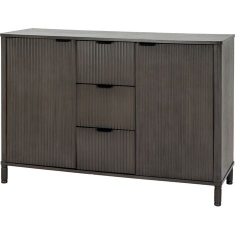 Reed Collection 3 Drawer 2 Door Sideboard Cabinet - Wood - L40 x W115 x H80 cm - Brown