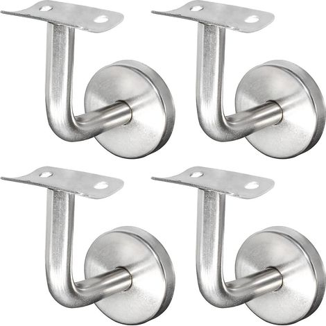 argent (4 Pices) Support De Main Courante En Acier Inoxydable 304 Support Mural De Garde-corps D'escalier Garde-corps En Bois (1/5)