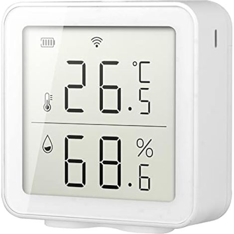WiFi Tuya Capteur de température sans fil, Smart Life Digital Thermomètre hygromètre intérieur, compatible avec Alexa, avec stockage de données et fonctions d'alarme (1/4)