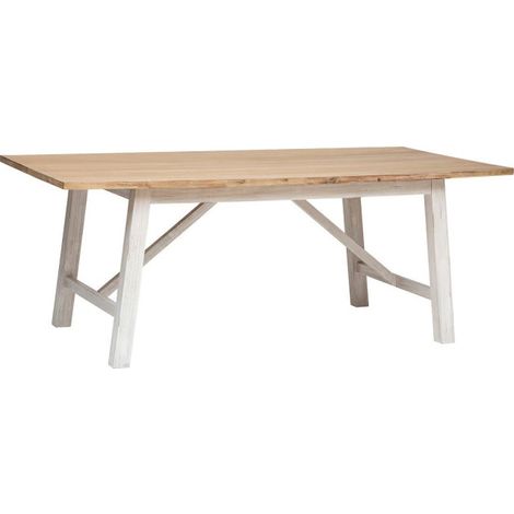 Atmosphera – Table de salle à manger rectangulaire 200cm en bois d'acacia et MDF – Finition blanche – Accueil jusqu'à 6 personnes (1/5)