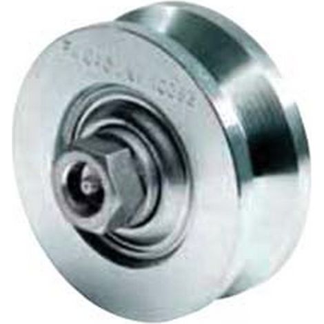 1PZ RUOTA CANCELLI GOLA V CON INGRASSATORE DUE CUSCINETTI ART.323 - mm.120x44