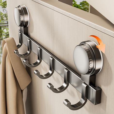No-Drill Suction-Cup Hook Rack — Wall-Mounted Clothing Hanger for Bathrooms & Entryways (Length: 44.5 cm, Width: 11.5 cm) (1/2)