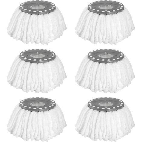6 Pcs Tête Microfibre Balai, Rond Tête de Vadrouille Rechange Rotative à 360, Rond Têtes Mop à Franges Universelles pour Balai Rotatif Standard (1/5)