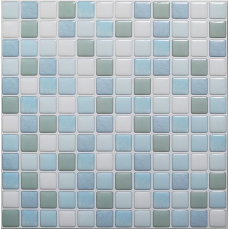 Carrelage adhésif 3D imperméable pour cuisine et salle de bain – 4 stickers 23.6x23.6cm – Installation facile et rapide - Bain-4 (1/5)