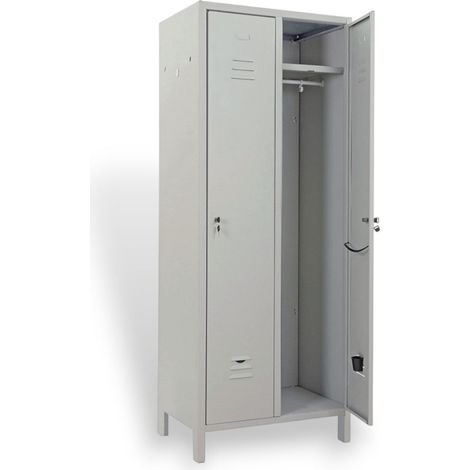 Armadio spogliatoio in metallo 69x34xH180 cm doppia anta con serratura e cerniere antiscasso (1/3)