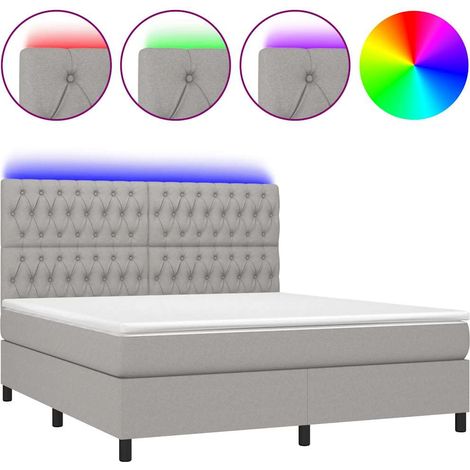 Maison Exclusive - Cama box spring colchón y luces LED tela gris (1/5)