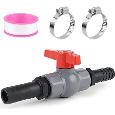 Robinet à boisseau sphérique en PVC, avec raccord de tuyau, robinet d'arrêt de piscine, pour piscine et bassin, aquariophilie, avec 1 vanne d'arrêt filetage intérieur 1 1/4" (40 mm), 2 douilles de (1/5)