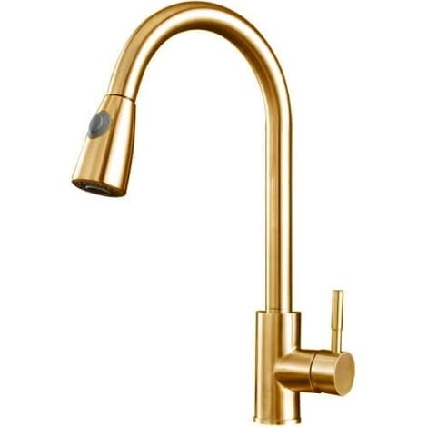Küchenarmatur Gold - mit ausziehbarem Kopf bis 82 cm