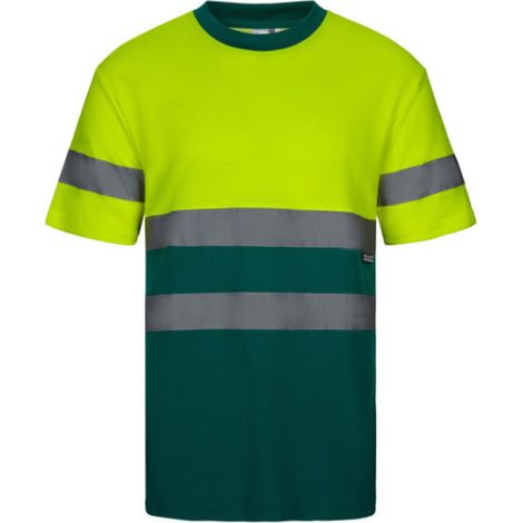 Camiseta algodón transpirable bicolor manga corta con cintas de Alta Visibilidad VELILLA Serie 305613 2XL Verde / Amarillo flúor (1/5)