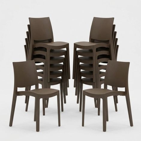 24 Sedie Trieste Grand Soleil polipropilene ristorante offerta stock - Marrone (1/5)