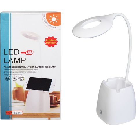 TrAdE Shop Traesio - Lampada Da Tavolo Scrivania Con Portapenne 16 Led Collo Flessibile E Girevole - (1/2)