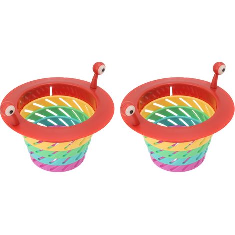 Lot de 2 passoires d'évier pliables et colorées en forme de monstre, avec poignée, anti-obstruction pour cuisine et salle de bain (1/5)