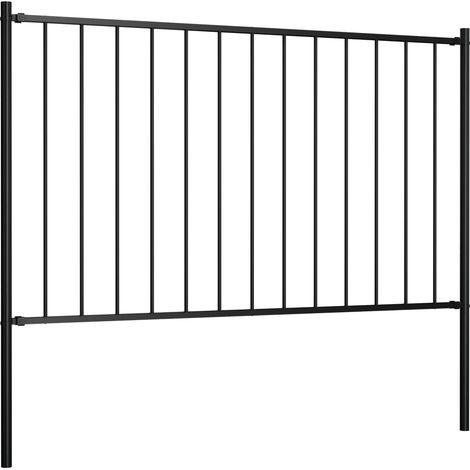 Panneau clôture et poteaux acier enduit de poudre 1,7x1 m noir CFW6332238 (1/4)