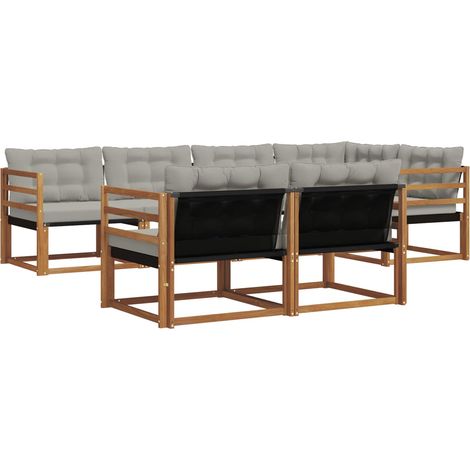 Outdoor Sofa Set 7 pcs Natural and Light Grey vidaXL (1/5)