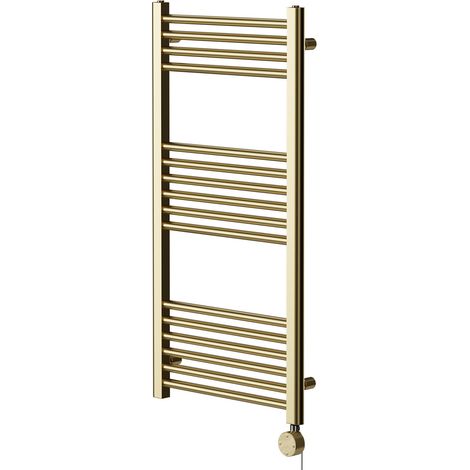 Pizarro Colore Brushed Brass 1000mm x 500mm Straight Digital Thermostatic Electric Heated Towel Rail (1/5)