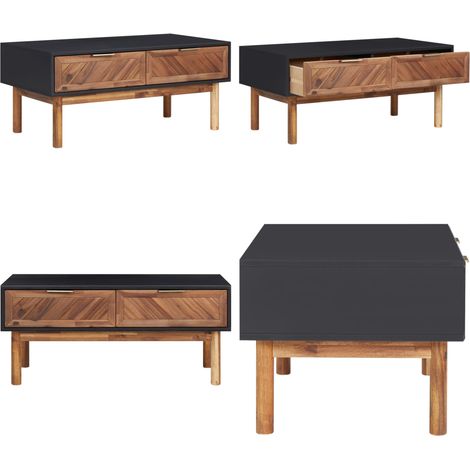 Table basse 90x50x40 cm Bois d'acacia massif et MDF - Table Basse - Meuble Salon - Table D'appoint - Acacia Massif - Design Rustique - Home & Living (1/5)