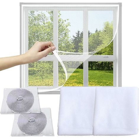 Moustiquaires pour Fenêtre, Moustiquaire Fenêtre Filet Écran Insecte avec Bandes Adhésives, Fly Bug Mosquito Protection D'écran en Maille Filet, Blanc (2x1.5m) (1/5)