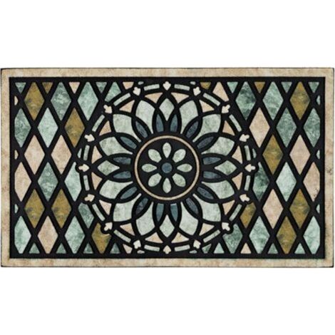 Paillasson d'entrée 24 x 36 pouces, paillasson d'entrée extérieur pour la maison, tapis d'entrée extérieur, paillasson d'entrée extérieur, dos en caoutchouc antidérapant robuste, profil bas, fleur