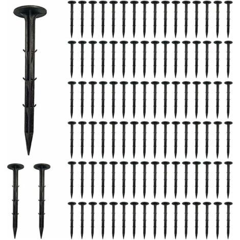 QORVA-Clous en Film, Piquet de Fixation Plastique, Clous de Sol, Piquet de Fixation pour Bache, Ancrage de Sol pour Jardin, Clous pour Jardin, Réutilisable Piquets Extérieurs PP (16cm-100pcs)