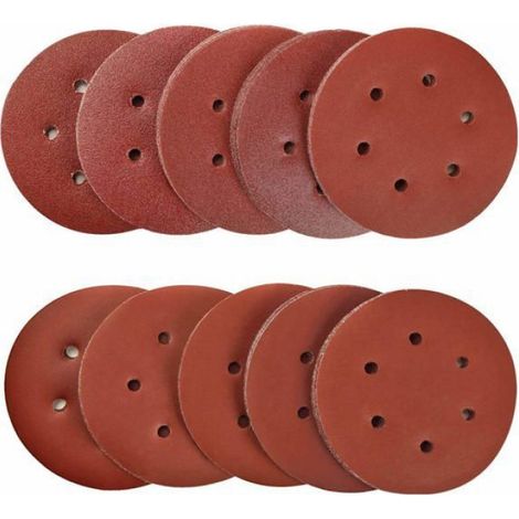 100 Pièces 150mm disques abrasifs Disques Grain Idéal pour Poncer/Polir/Dérouiller pour ponceuse excentrique de 6 trous (1/4)