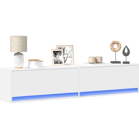 vidaXL Mobile TV a Parete con LED Bianco 180x31x38 cm (1/5)