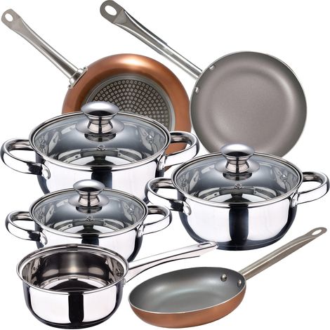 Bateria de cocina 7 piezas SAN IGNACIO Faro de acero inoxidable con juego de sartenes (18/22/26 cm) SAN IGNACIO Optimum Plus en aluminio prensado (1/5)