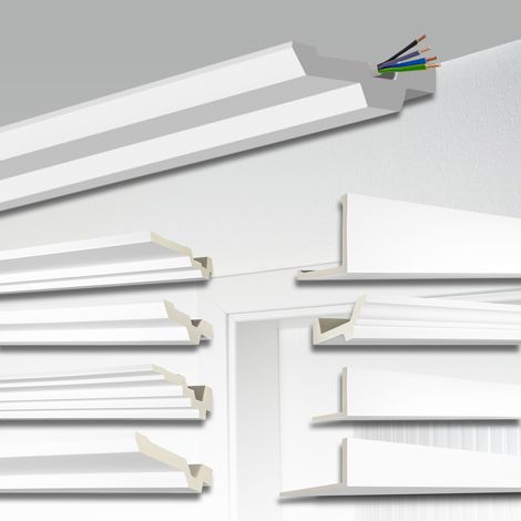 Moulure cacher câbles et tubes 2 mètres AB171 – Polyuréthane blanc 60x20mm – Installation facile – Résistance aux chocs – Hexim Perfect (1/2)