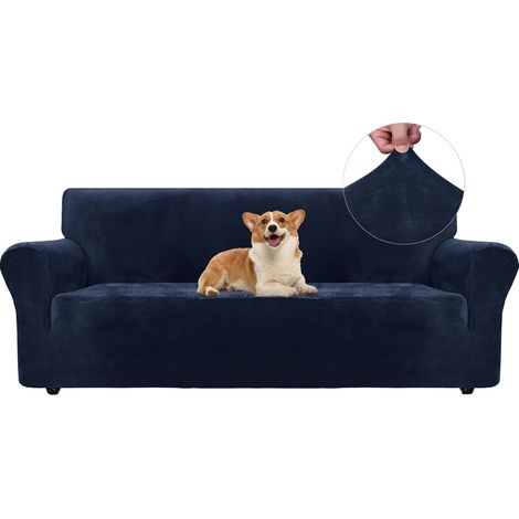 1 Housse de canapé, Velours extensible, Protection animaux, Antidérapant, Salon 3 places (1/5)