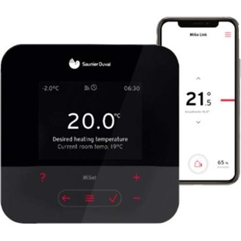 Saunier Duval – Chronothermostat radio modulant pour chaudières à condensation – Programmation hebdomadaire – Gestion chauffage et ECS – Économies jusqu'à 3%