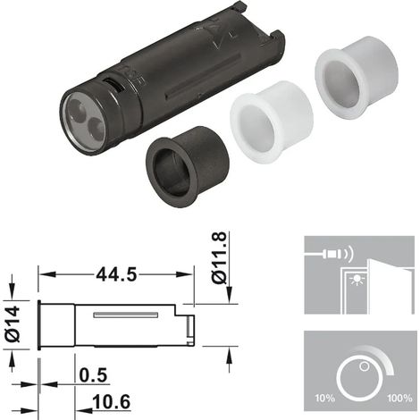 SENSORE RETROANTA/DIMMER 2 FUNZIONI HAFELE DA INCASSO d. 12mm 833.89.334 SENZA CAVO