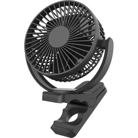 Tragbarer Clip-Ventilator, 5000 mAh USB-Akku, Geräuschreduzierung, schwarz, tragbarer USB-Ventilator (5 Zoll, schwarz, 5000 mAh) (1/3)