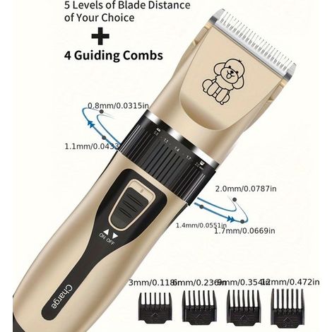 Tondeuse électrique sans fil pour animaux de compagnie, à faible bruit, pour la coupe des poils d'animaux (1/3)