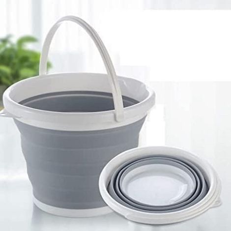 Seau pliable en silicone – un seau pliable en plastique qui peut être plié et permet d'économiser de l'espace (3 litres) d'eau. (1/5)