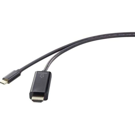 USB-C® / HDMI Câble adaptateur USB-C® mâle, Fiche mâle HDMI-A 0.50 m noir UHD 4K @ 60 Hz RF-4531590 Câble d'afficheur USB-C® A834032 (1/4)