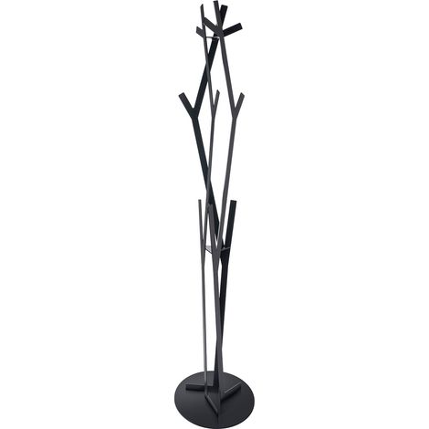 Appendiabiti da terra Uty in ferro Ø30x178 cm Design minimal moderno autoportante, Arredo per ingresso, studio o ufficio Made in Italy Nero