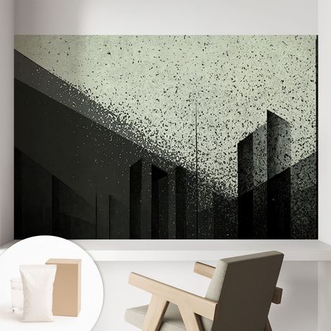 Papier peint intissé décoratif avec colle pour salon chambre et bureau Installation rapide Géométrie urbaine 104x70 cm (1/5)
