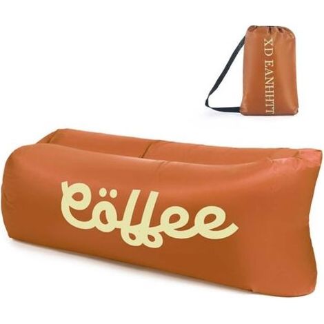 Canapé gonflable 160 x 75 x 55 cm, chaise de camping portable avec sac de rangement, pliable, pour camping, plage, randonnée brun (1/5)