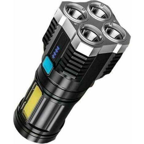 -Uper Bright 10000000lm Torche Led Lampe de Poche Usb Rechargeable Tactique Lumière Chaude（argent）